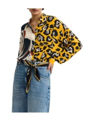 Chemise viscose arty choco noir léopard jaune Jodoca J2YO Essentiel Antwerp femme boutique Strasbourg profil