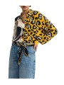 Chemise viscose arty choco noir léopard jaune Jodoca J2YO Essentiel Antwerp femme boutique Strasbourg profil