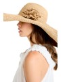 CHAPEAU HERA GRAND FORMAT RABATU COTE FLEUR NATUREL IBELIV FEMME hat Strasbourg concept store boutique profil