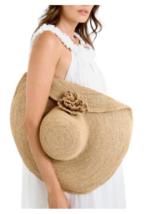CHAPEAU HERA GRAND FORMAT RABATU COTE FLEUR NATUREL IBELIV FEMME hat Strasbourg concept store boutique look