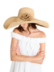CHAPEAU HERA GRAND FORMAT RABATU COTE FLEUR NATUREL IBELIV FEMME hat Strasbourg concept store boutique front
