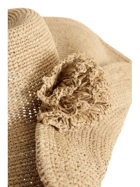 CHAPEAU HERA GRAND FORMAT RABATU COTE FLEUR NATUREL IBELIV FEMME hat Strasbourg concept store boutique détail