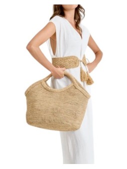 SAC PURE RAPHIA NON DOUBLE TEA NATUREL IBELIV FEMME boutique Strasbourg bag one