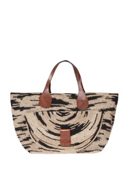SAC LAZA2 ZEBRA TEA NATUREL NOIR GRAND CABA POCHE IBELIV FEMME bag boutique Strasbourg flat