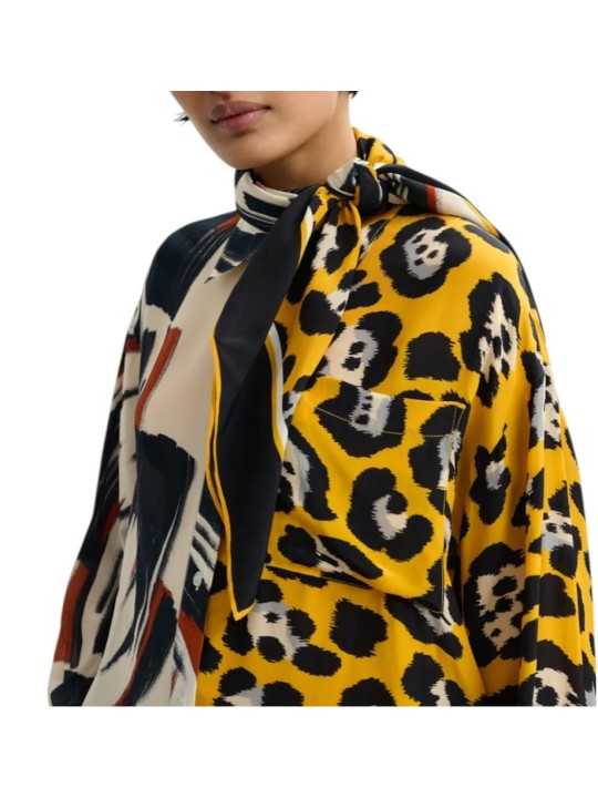 CARRE VISCOSE ARTY CHOCO NOIR LEOPARD JAUNE JERBA J2YO ESSENTIEL ANTWERP FEMME boutique Strasbourg look