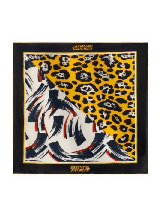 CARRE VISCOSE ARTY CHOCO NOIR LEOPARD JAUNE JERBA J2YO ESSENTIEL ANTWERP FEMME boutique Strasbourg Flat