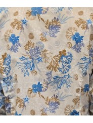CHEMISE PRINT CORAUX SABLE BLEU CAMEL COTON STRETCH U4001 C5613 54 UNGARO HOMME Strasbourg boutique shop store zoom