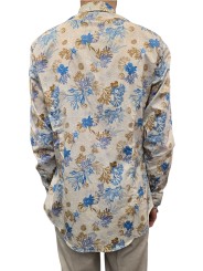 CHEMISE PRINT CORAUX SABLE BLEU CAMEL COTON STRETCH U4001 C5613 54 UNGARO HOMME Strasbourg boutique shop store dos