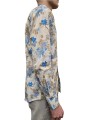 CHEMISE PRINT CORAUX SABLE BLEU CAMEL COTON STRETCH U4001 C5613 54 UNGARO HOMME Strasbourg boutique shop store profil