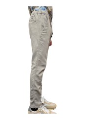 PANTALON TAILLE ELASTIQUE LIN COTON STRETCH LIENS GREIGE U7002WA P5031 18 UNGARO homme Strasbourg boutique shop profil