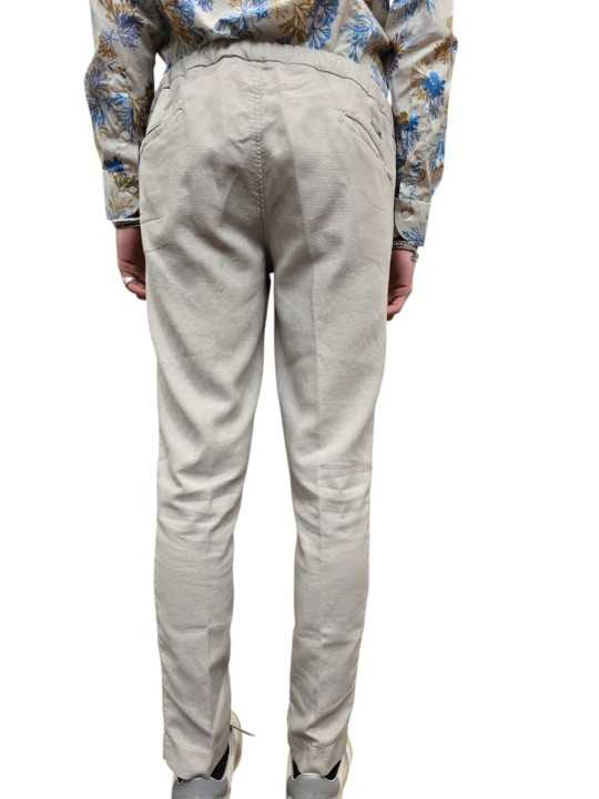 PANTALON TAILLE ELASTIQUE LIN COTON STRETCH LIENS GREIGE U7002WA P5031 18 UNGARO homme Strasbourg boutique shop dos