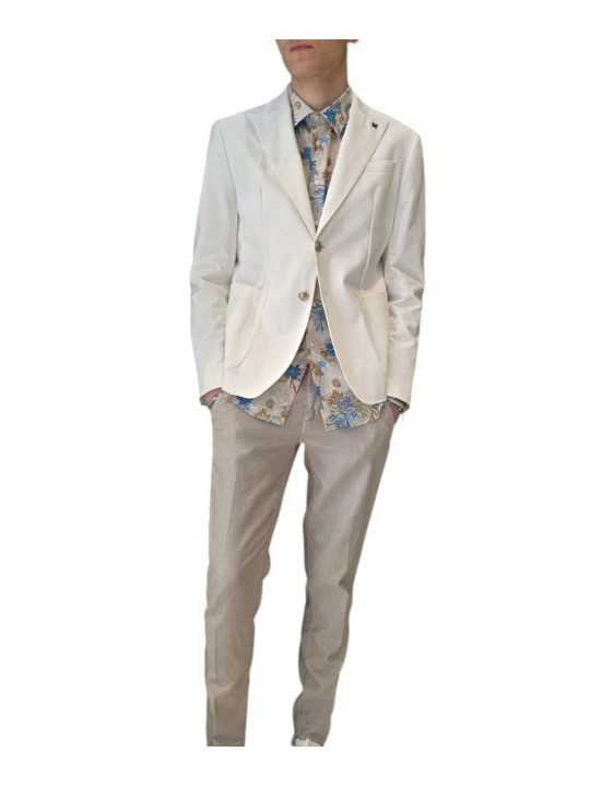 PANTALON TAILLE ELASTIQUE LIN COTON STRETCH LIENS GREIGE U7002WA P5031 18 UNGARO homme Strasbourg boutique shop look