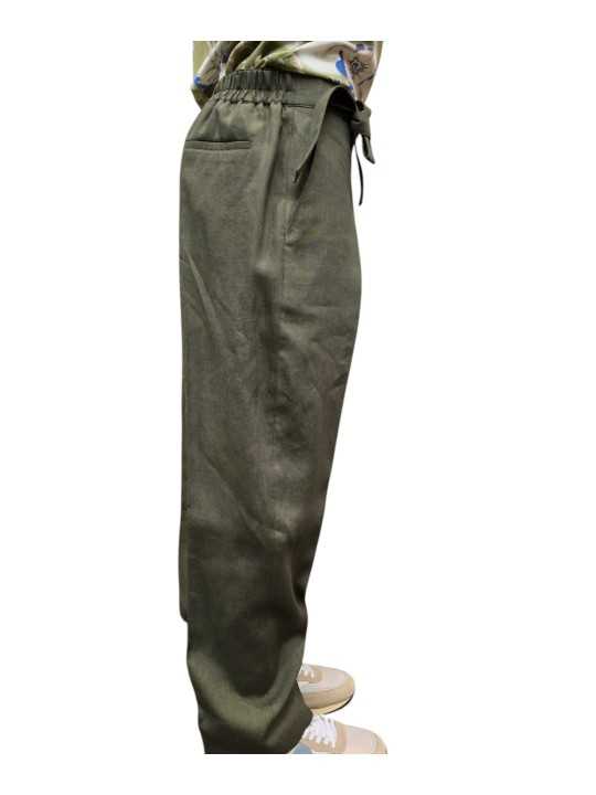 PANTALON LIN CEINTURE COTE KAKI M1R 922Z V01427 35 PAUL SMITH HOMME boutique store Strasbourg profil