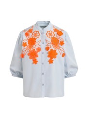 CHEMISETTE CIEL FLEURS BRODEES 3D ORANGE JORJA J3LV ESSENTIEL ANTWERP FEMME boutique Strasbourg flat