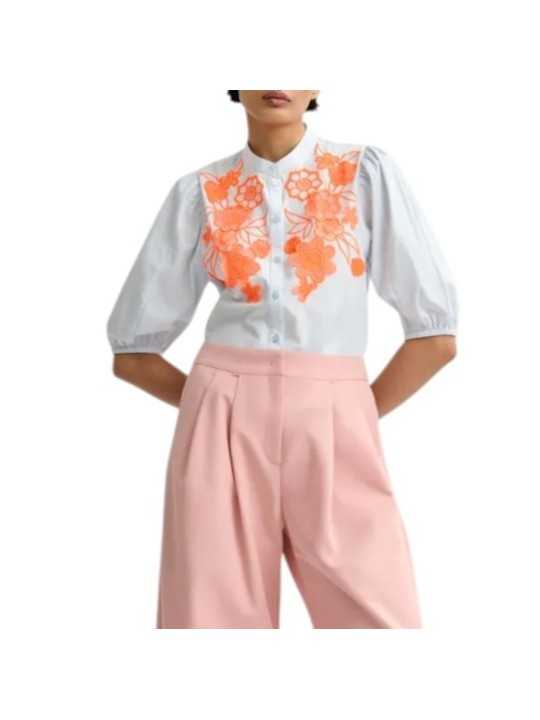 CHEMISETTE CIEL FLEURS BRODEES 3D ORANGE JORJA J3LV ESSENTIEL ANTWERP FEMME boutique Strasbourg look