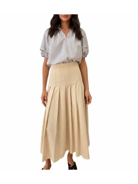 Jupe taille ajustée plissée vanille coton lyocel Paul Smith Femme W1R 309S V02994 02 boutique Strasbourg skirt shop look1