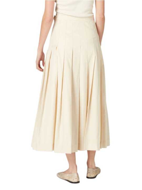 Jupe taille ajustée plissée vanille coton lyocel Paul Smith Femme W1R 309S V02994 02 boutique Strasbourg skirt shop dos