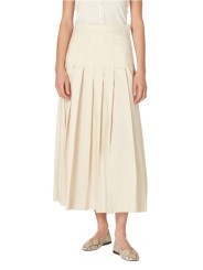 Jupe taille ajustée plissée vanille coton lyocel Paul Smith Femme W1R 309S V02994 02 boutique Strasbourg skirt shop face