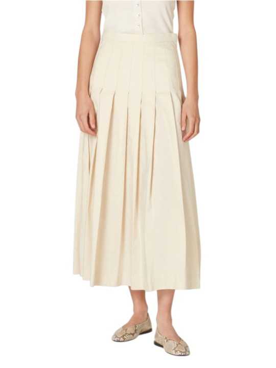 Jupe taille ajustée plissée vanille coton lyocel Paul Smith Femme W1R 309S V02994 02 boutique Strasbourg skirt shop face