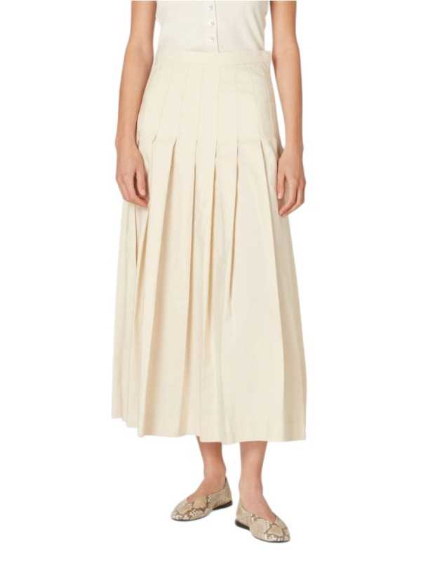 Jupe taille ajustée plissée vanille coton lyocel Paul Smith Femme W1R 309S V02994 02 boutique Strasbourg skirt shop face