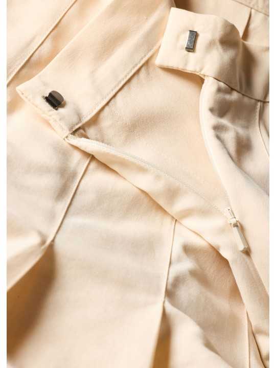 Jupe taille ajustée plissée vanille coton lyocel Paul Smith Femme W1R 309S V02994 02 boutique Strasbourg skirt shop détail 2