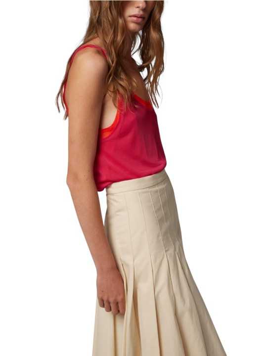 Jupe taille ajustée plissée vanille coton lyocel Paul Smith Femme W1R 309S V02994 02 boutique Strasbourg skirt shop côté