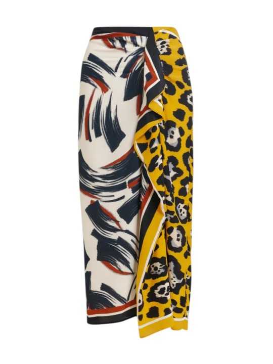 Jupe midi viscose arty choco noir leopard jaune JUANITA J2YO Essentiel Antwerp Femme Boutique Strasbourg flat