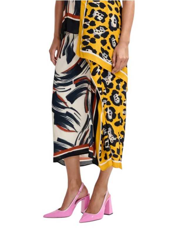 Jupe midi viscose arty choco noir leopard jaune JUANITA J2YO Essentiel Antwerp Femme Boutique Strasbourg face