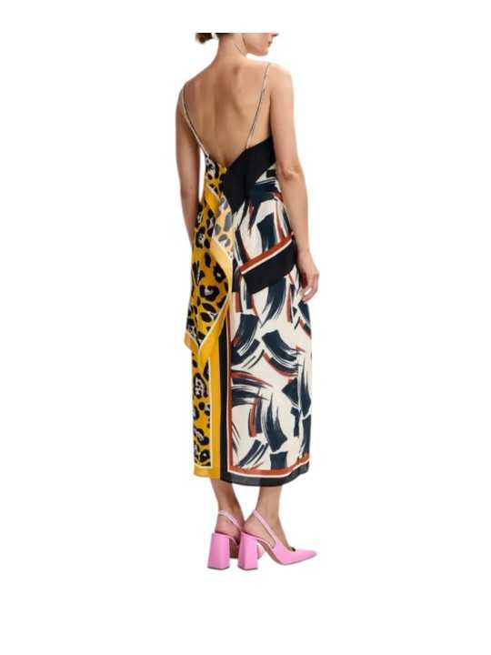 Jupe midi viscose arty choco noir leopard jaune JUANITA J2YO Essentiel Antwerp Femme dos bis