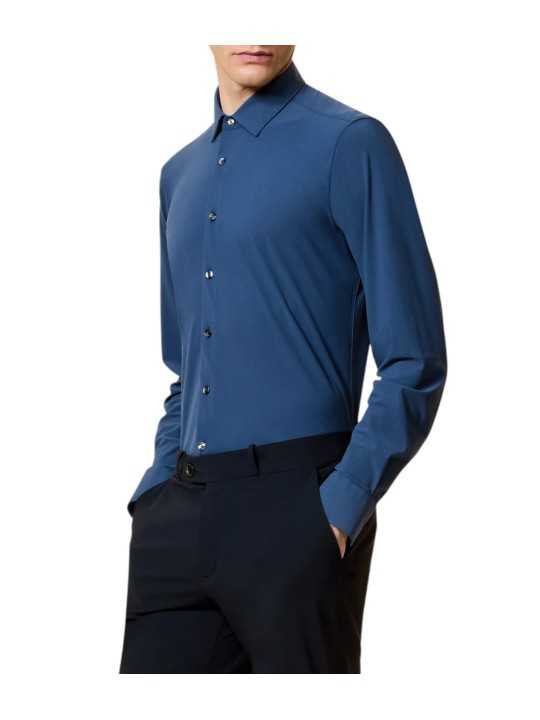 Chemise floqué bleu indigo RRD Roberto Ricci Design Homme 26255 63 boutique Strasbourg profil