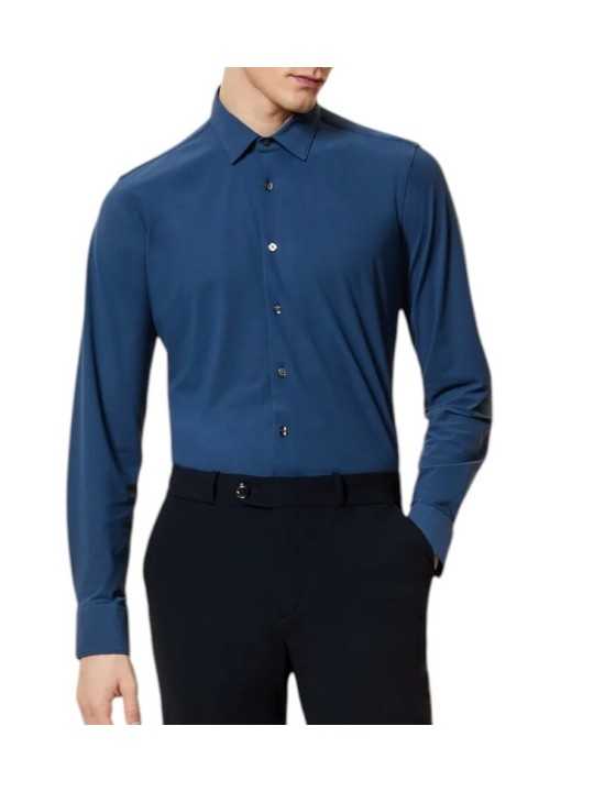 Chemise floqué bleu indigo RRD Roberto Ricci Design Homme 26255 63 boutique Strasbourg look