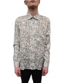 CHEMISE LIN PRINT FEUILLE OLIVIER BLANC VERT CAMEL U4026 C5611 34 UNGARO HOMME vêtement boutique Strasbourg shop store look