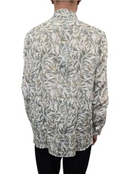 CHEMISE LIN PRINT FEUILLE OLIVIER BLANC VERT CAMEL U4026 C5611 34 UNGARO HOMME vêtement boutique Strasbourg shop store dos
