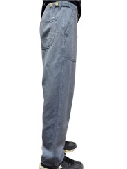 Pantalon charpentier bleu coton lin Paul Smith Homme M2R 897Z V22049 43 boutique Strasbourg shop store profil