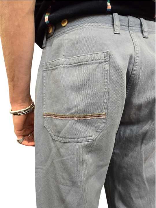 Pantalon charpentier bleu coton lin Paul Smith Homme M2R 897Z V22049 43 boutique Strasbourg shop store zoom