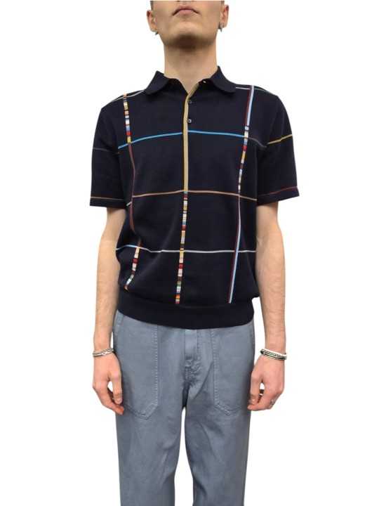 Pantalon charpentier bleu coton lin Paul Smith Homme M2R 897Z V22049 43 boutique Strasbourg shop store look1