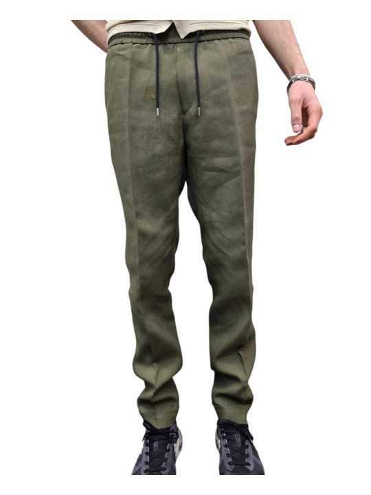 PANTALON LIN TAILLE ELASTIQUEE KAKI M1R 921T V01427 35A PAUL SMITH HOMME boutique Strasbourg pant store face