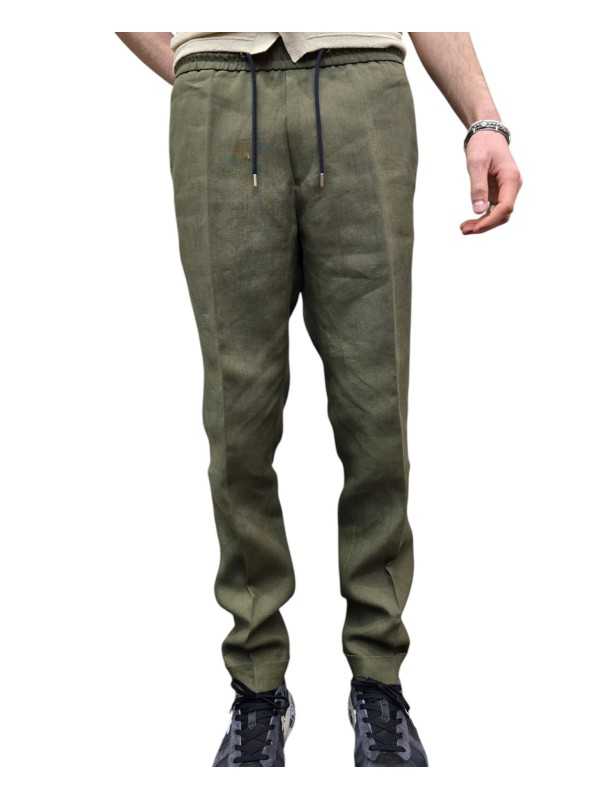 PANTALON LIN TAILLE ELASTIQUEE KAKI M1R 921T V01427 35A PAUL SMITH HOMME boutique Strasbourg pant store face