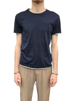 TSHIRT MARIUS COL ROND DOUBLE COTON PIMA NAVY GRIS ANONYM HOMME boutique Strasbourg shop store face