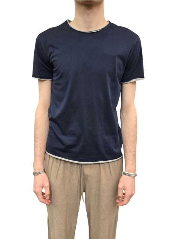 TSHIRT MARIUS COL ROND DOUBLE COTON PIMA NAVY GRIS ANONYM HOMME boutique Strasbourg shop store face