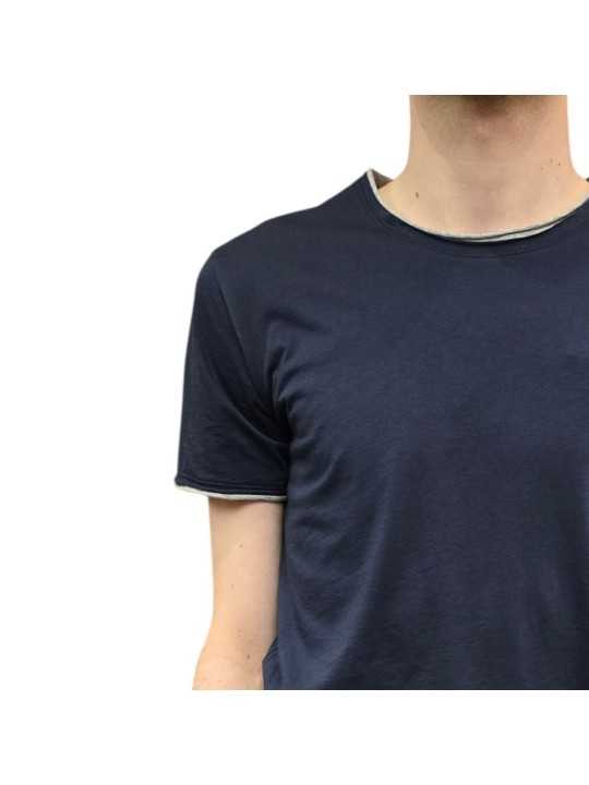 TSHIRT MARIUS COL ROND DOUBLE COTON PIMA NAVY GRIS ANONYM HOMME boutique Strasbourg shop store détail