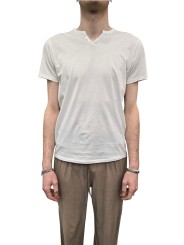 TSHIRT JIMMY COL TUNISIEN COTON PIMA BLANC ANONYM HOMME boutique Strasbourg shop store face