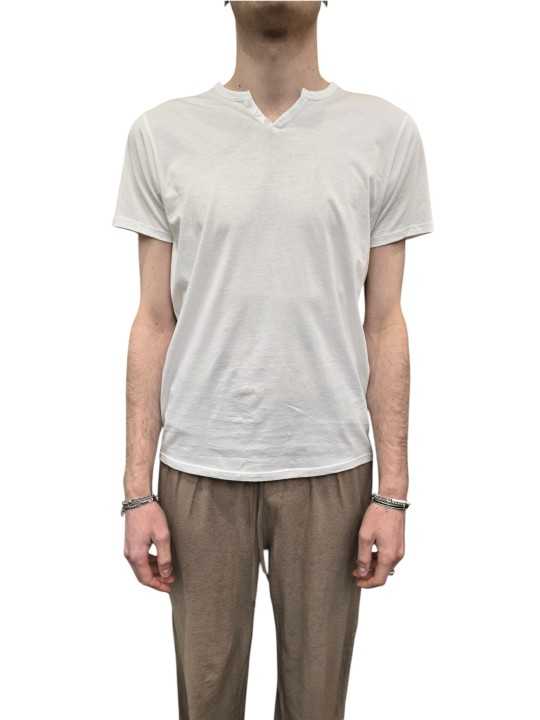 TSHIRT JIMMY COL TUNISIEN COTON PIMA BLANC ANONYM HOMME boutique Strasbourg shop store face