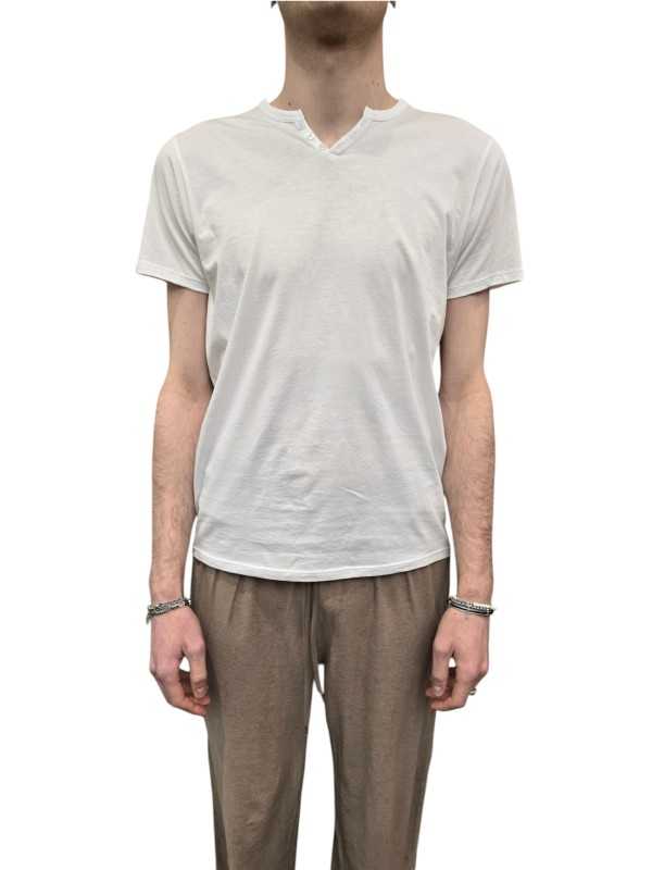 TSHIRT JIMMY COL TUNISIEN COTON PIMA BLANC ANONYM HOMME boutique Strasbourg shop store face