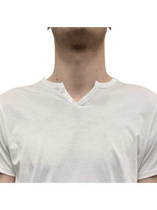 TSHIRT JIMMY COL TUNISIEN COTON PIMA BLANC ANONYM HOMME boutique Strasbourg shop store col