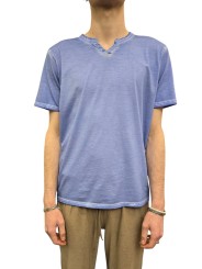 TSHIRT JIMMY W COL TUNISIEN COTON PIMA BLEU CHAMBRAY ANONYM HOMME boutique Strasbourg shop store look