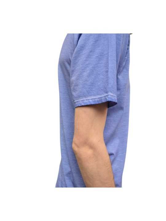 TSHIRT JIMMY W COL TUNISIEN COTON PIMA BLEU CHAMBRAY ANONYM HOMME boutique Strasbourg shop store manche