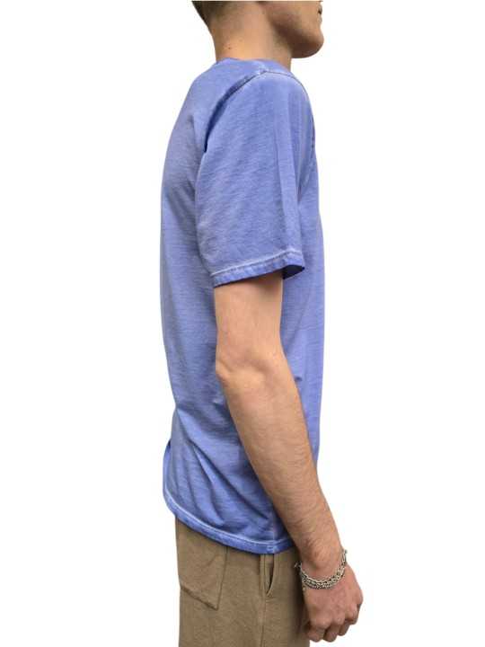 TSHIRT JIMMY W COL TUNISIEN COTON PIMA BLEU CHAMBRAY ANONYM HOMME boutique Strasbourg shop store profil