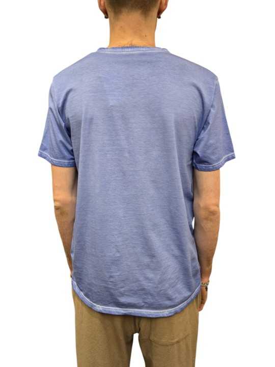 TSHIRT JIMMY W COL TUNISIEN COTON PIMA BLEU CHAMBRAY ANONYM HOMME boutique Strasbourg shop store dos