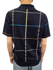 Polo navy quadrillé multi baya Paul Smith Homme M1R 783Z V03025 49 store Strasbourg front dos